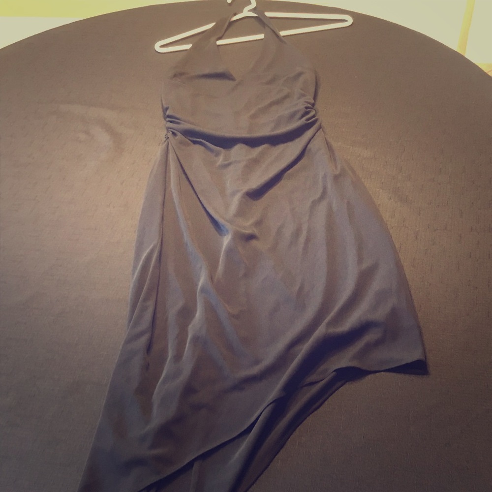 Black Polyester Halter Dress